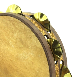 Pandeireta 9 pares marrón con trenzado celta dourado e ferreñas manuais douradas - Imaxe 2