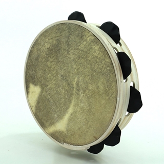 Pandeireta de 9 pares blanca desgastada con ferreñas manuais negras - Imaxe 2