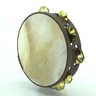 Pandeireta marrón de 9 pares de ferreñas manuais douradas - Imaxe 2