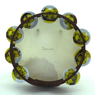 Pandeireta marrón de 9 pares de ferreñas tradicionais de lata de marmelo con parche rústico - Imaxe 2