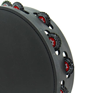 Pandeireta negra de 13 pares de chapas recicladas co parche negro - Imaxe 2