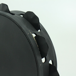 Pandeireta negra de 9 pares de ferreñas manuais negras e parche negro - Imaxe 1