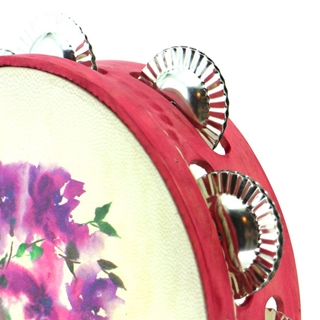 Pandeireta rosa de 9 pares con ilustración de flores violetas - Imaxe 2