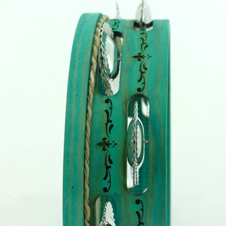 Pandeireta turquesa de 9 pares decorada con cenefa - Imaxe 1